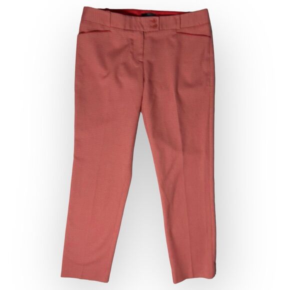 The Limited Red & White Woven Textured Tapered Cropped Flat Front Pants Size 4 - Picture 1 of 16